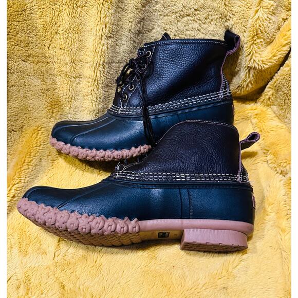 LL Bean Mens Dark Brown Leather Hunting Shoe Duck Boots 9M Vintage Outdoors rain - Picture 7 of 11